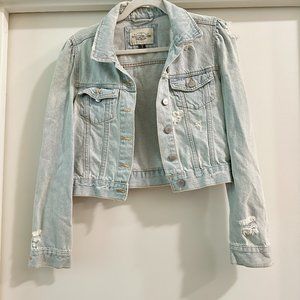 Cropped Light Blue Wash Denim Jean Jacket 100% Cotton - Small